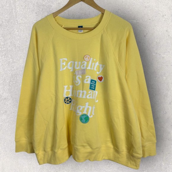 NWT Old Navy Equality Human Right Vintage Crew Neck Sweatshirt Yellow Size XXL - Picture 3 of 14